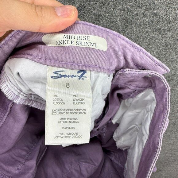 Seven7 Jeans Women 8 Purple Denim Light Wash Mid Rise Ankle Skinny Cuffed - Picture 7 of 8